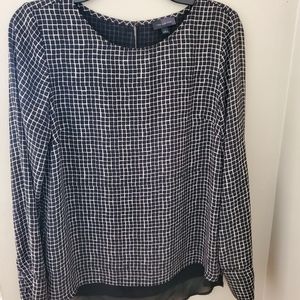 The Limited | Black and White Patterned Blouse, Long Sleeve Shirt
